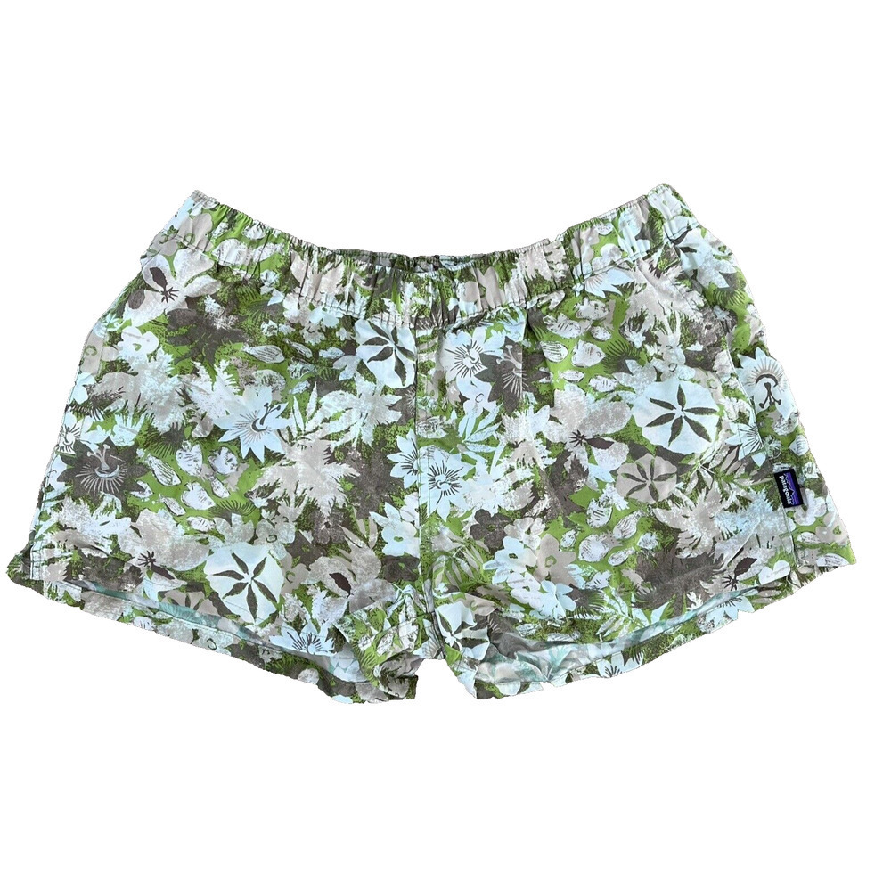 Patagonia Barely Baggies Shorts Nylon Water Green Floral Women's Medium